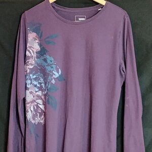 Sonoma XL Purple Print Long-Sleeved T-Shirt